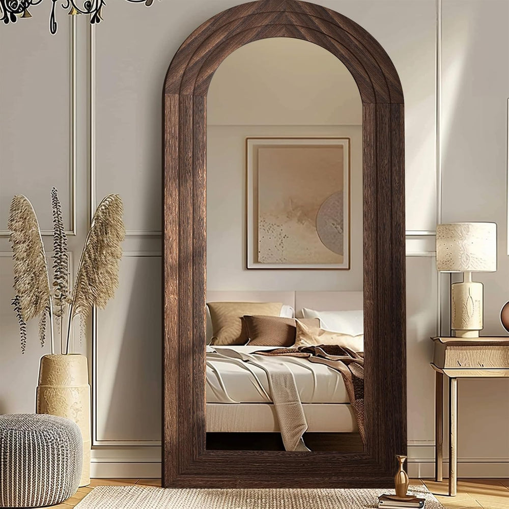 ZHUNFA Arched Full Length Mirror with Solid Wood Frame