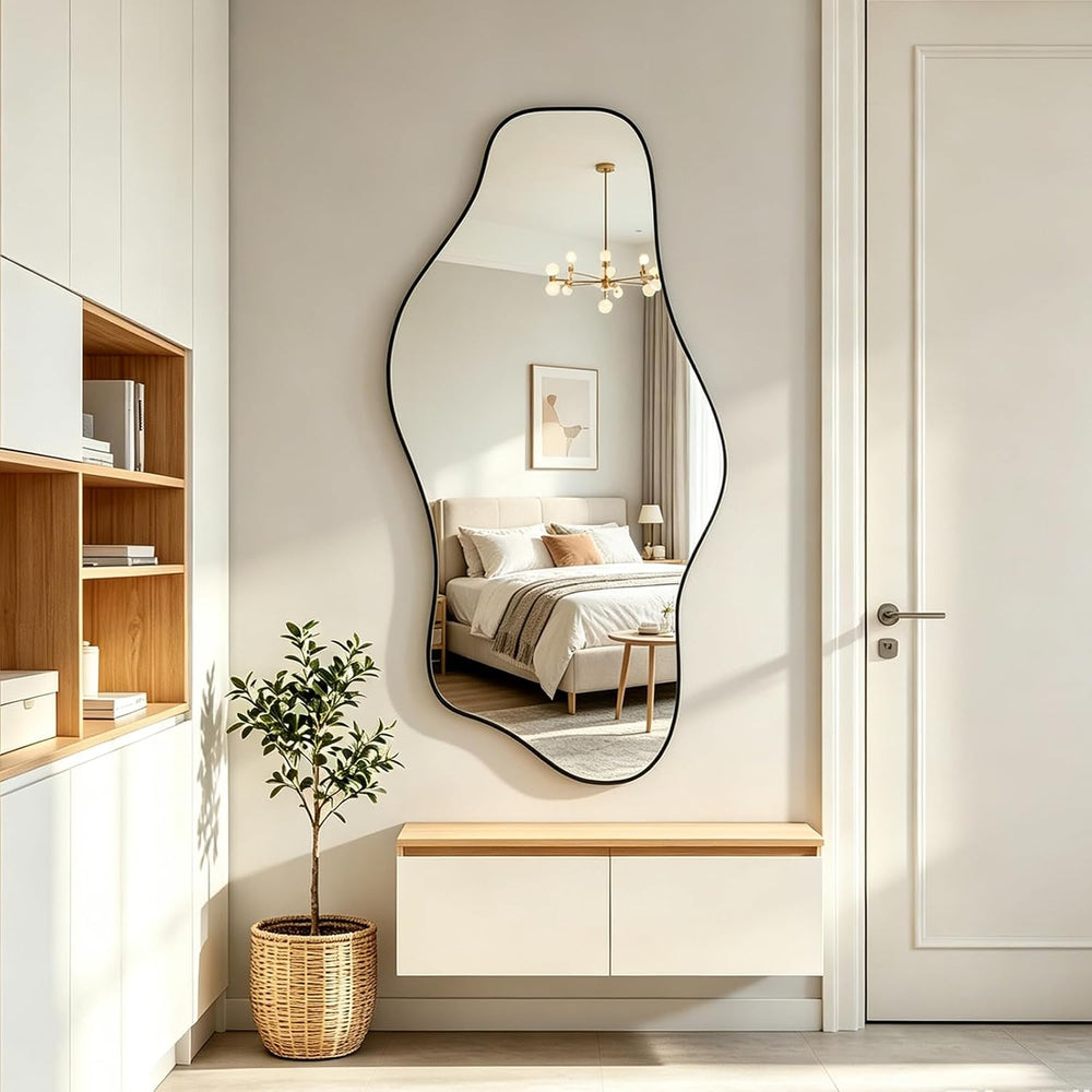 47"x24" Irregular Wall Mirror, Asymmetrical Frameless Mirror