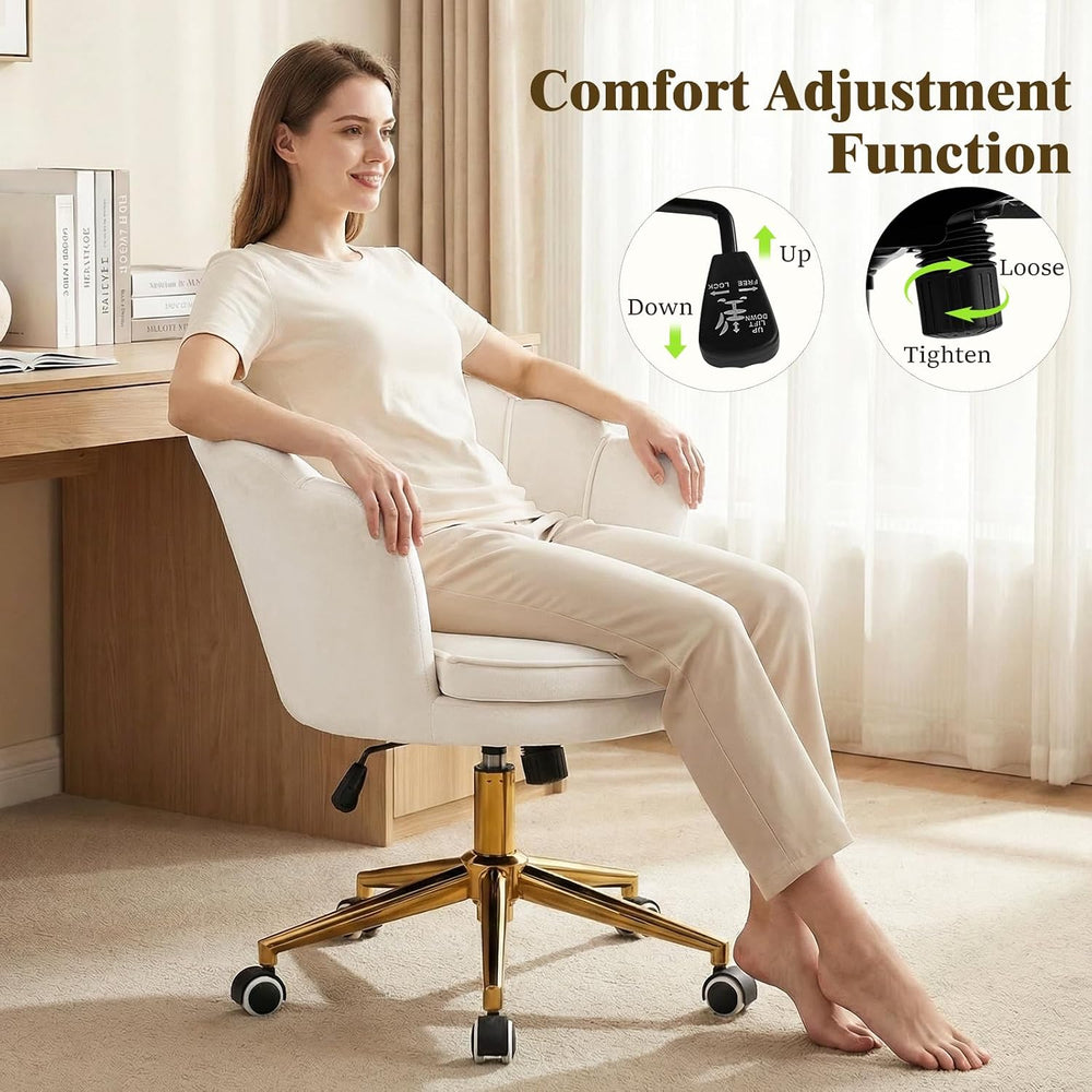 Furnicomfy Home Office Desk Vanity Chair with Back, Elegant Vanity Makeup Des...
