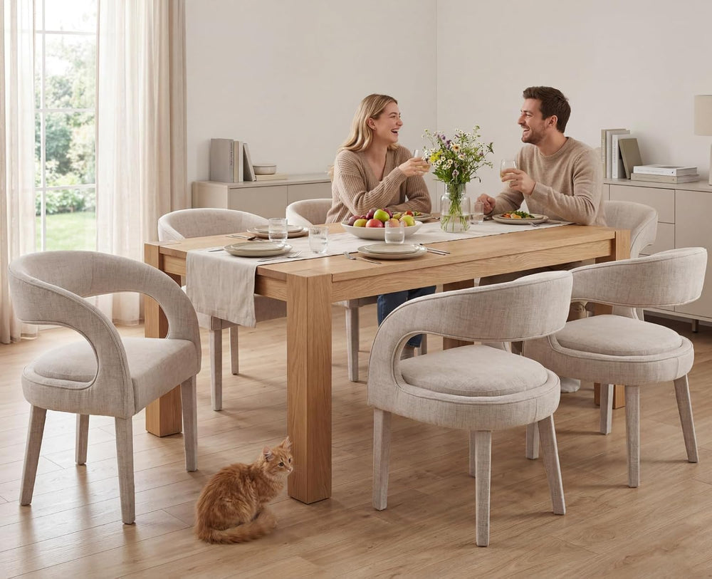 Shunzhi Modern Upholstered Dining Chairs Set of 6, Barrel Dining Room Chairs,...