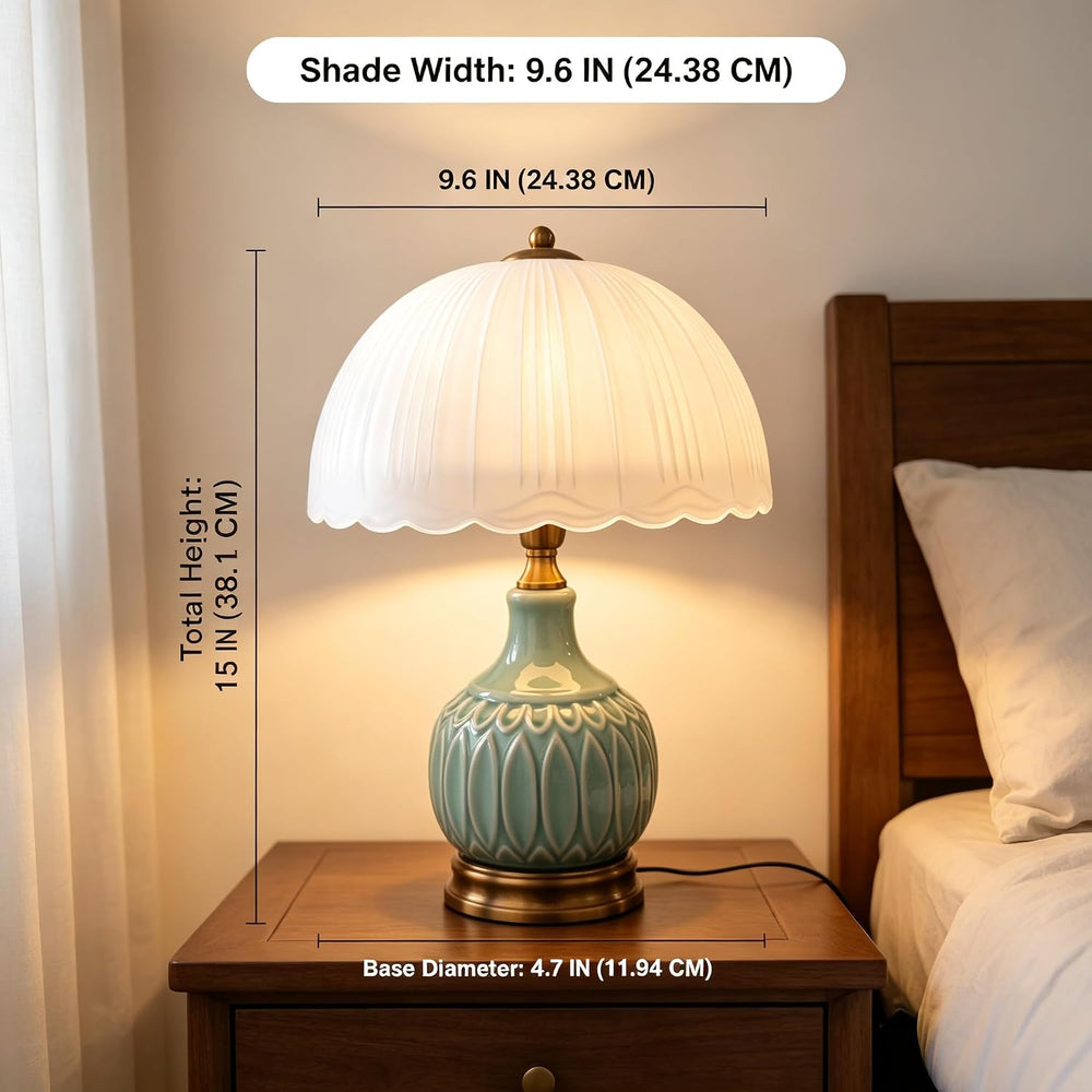 Table Lamps Ceramic Retro Lamp for Living Room,15." Modern Bedside Night...