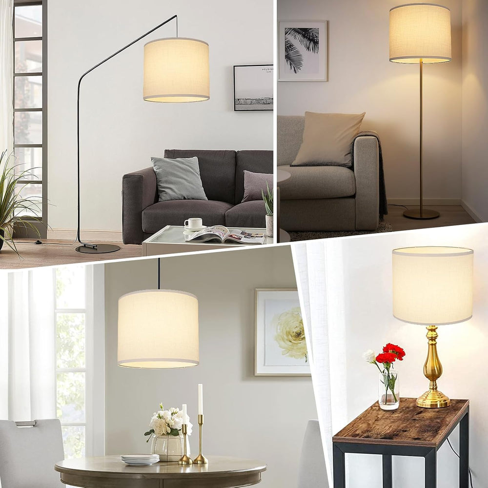 White Lamp Shade, Large Drum Lampshade 13" Top x 13" Bottom x 11&qu...
