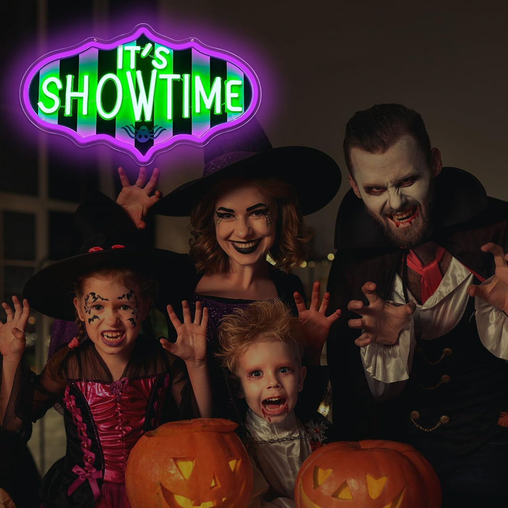 It's Showtime Neon Sign Dimmable Neon Halloween Sign Showtime Led Sign Ho...