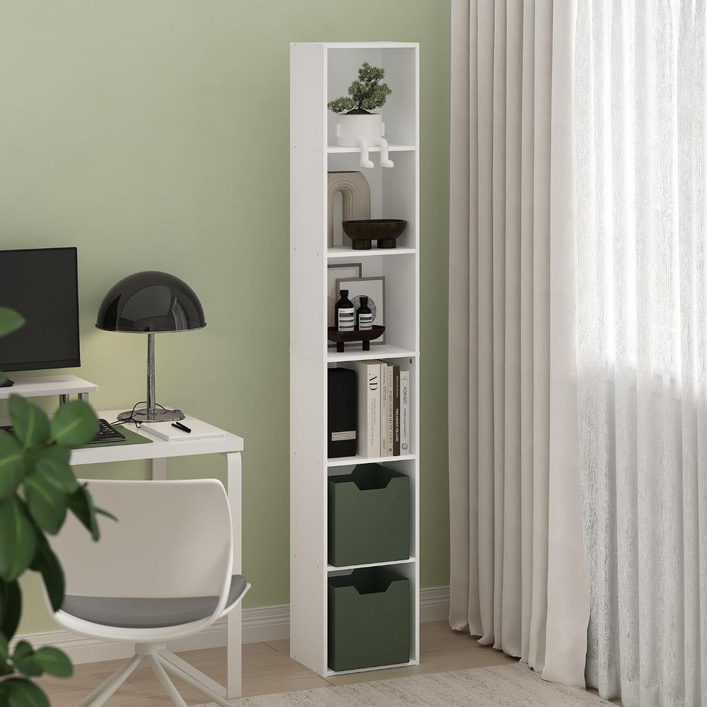 Furinno LUDER Book Shelf, 6-Tier Tall Modern Bookshelf, Bookcase with Open Sh...