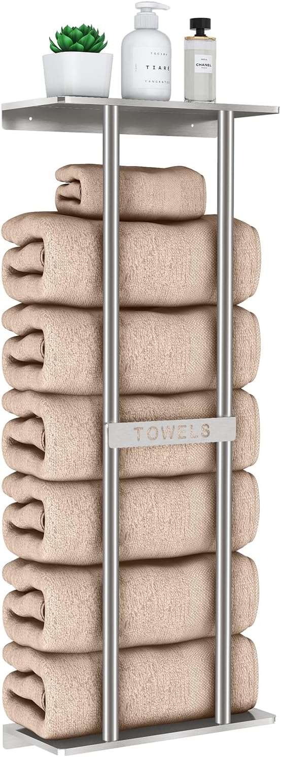 STWWO Bathroom Towel Storage for Bathroom, Wall Towel Rack for Rolled Towels,...