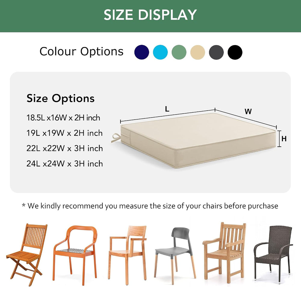 Outdoor Chair Cushions Set of 4: Waterproof & Color Fastness Seat Cushion...