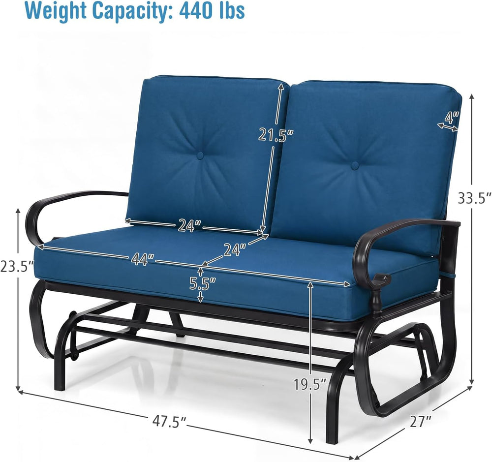GIANTEX Outdoor Glider Bench, Patio 2 Person Loveseat with Removable Cushion,...