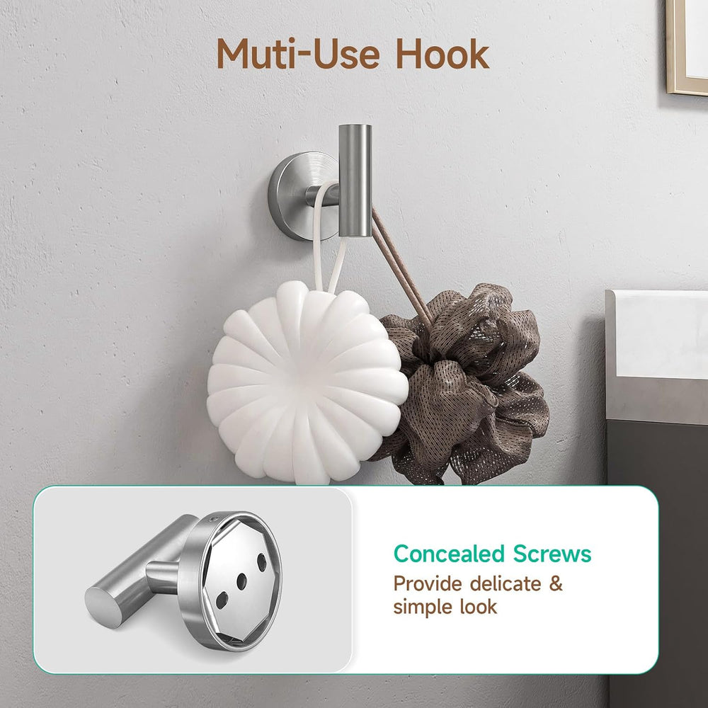 USHOWER 4PCS Brushed Nickel Bathroom Accessories Set, 24-Inch Towel Bar Set
