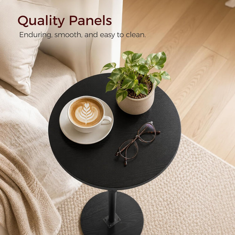 MAHANCRIS Small Round Side Table, Adjustable Height Cocktail Drink Table