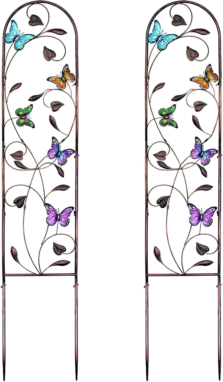 aboxoo 2-Pack Butterfly Metal Garden Trellis for Climbing Plants