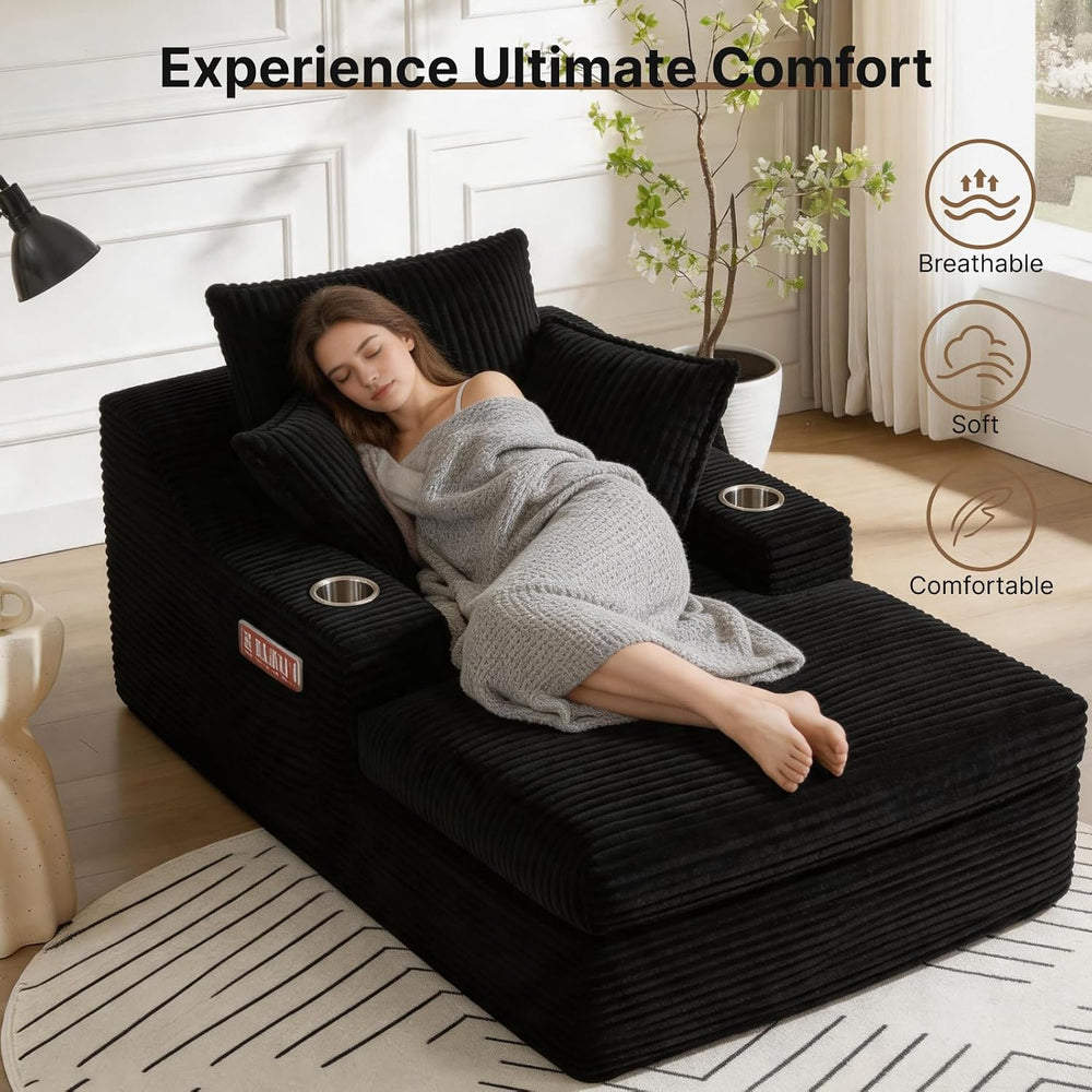 Oversized Chaise Lounge Chair Indoor, Upholstered Sleeper Sofa Bed