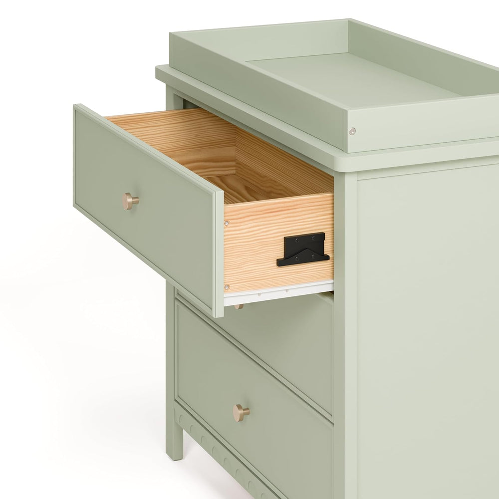 Graco Sasha 3-Drawer Chest with Changing Table Topper, Sage
