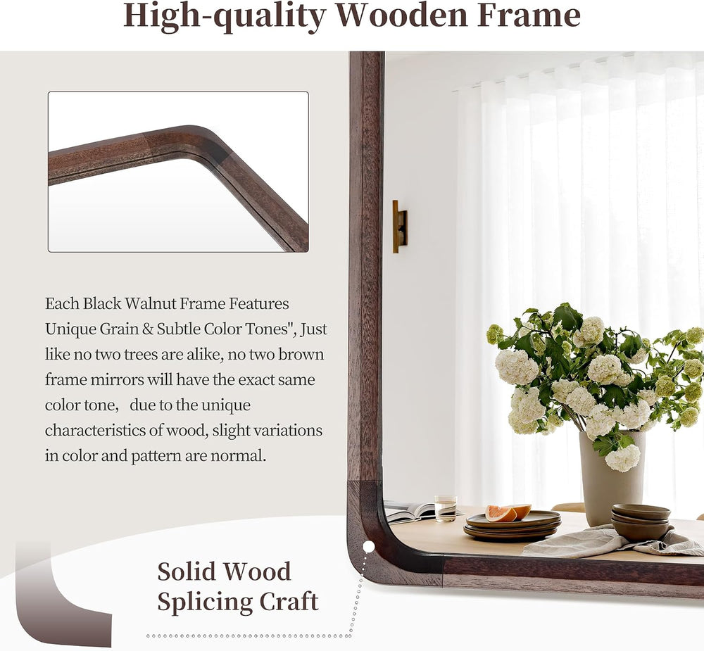 Tanmicoshomy Dark Wood Bathroom Rectangle Mirrors for Wall 30 x 40 Inch