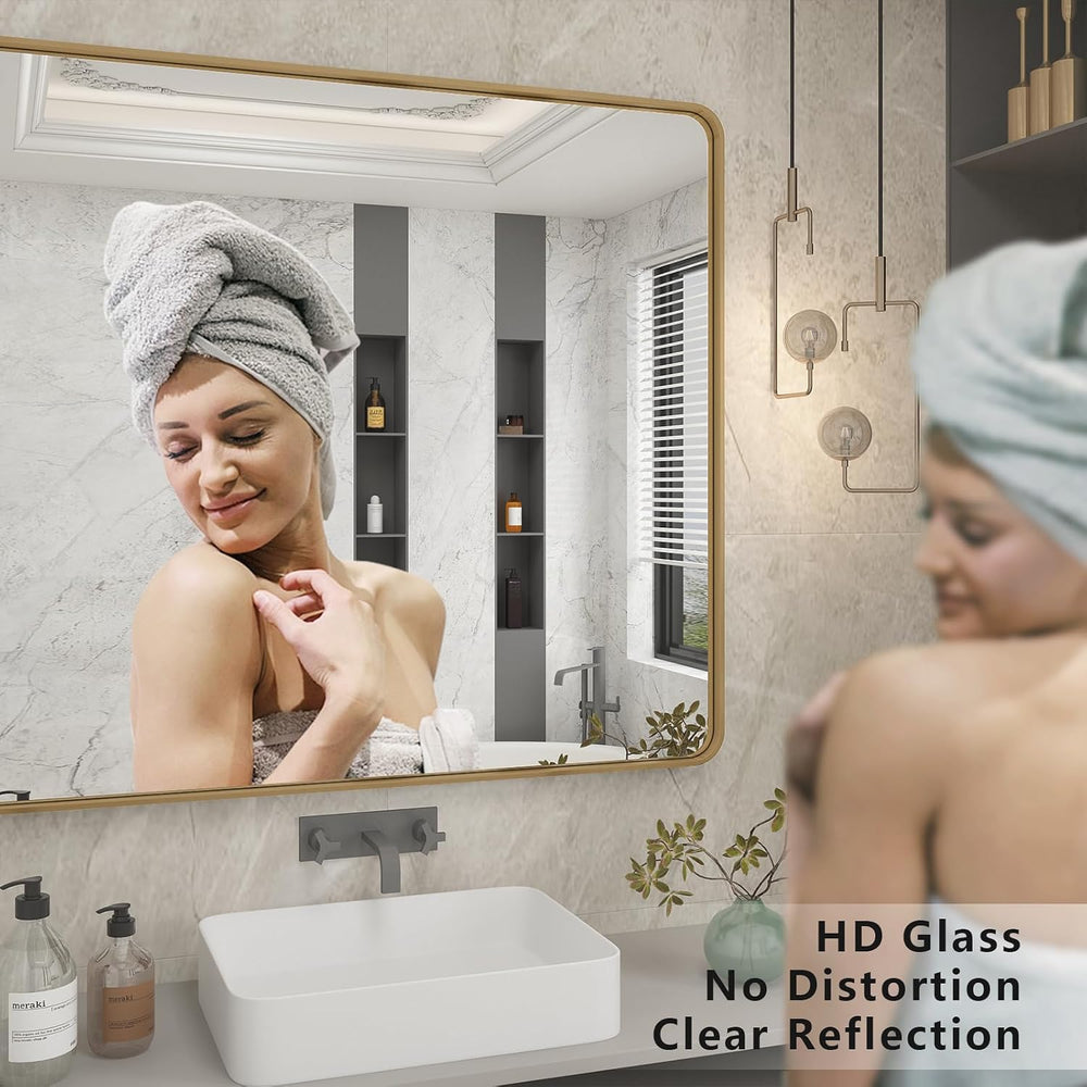 24x36 Inch Brushed Gold Bathroom Mirror
