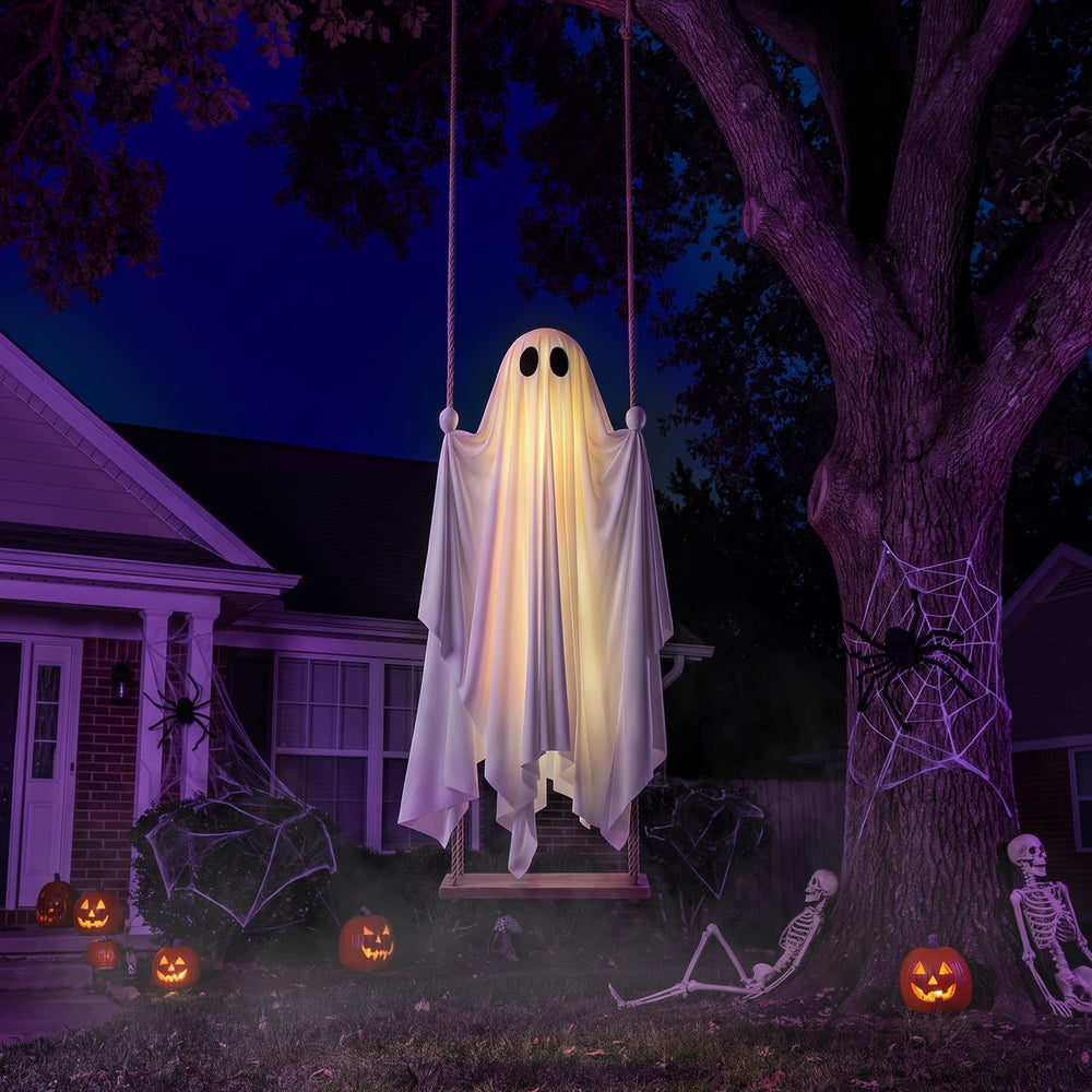 Halloween 5FT Swinging Ghost Outdoor Decor, Halloween Decorations Outdoor