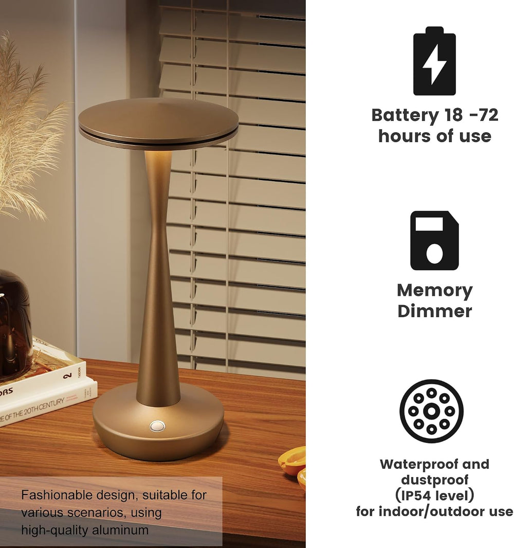 LED Cordless Table Lamp Rechargeable,Battery Powered Outdoor Lights