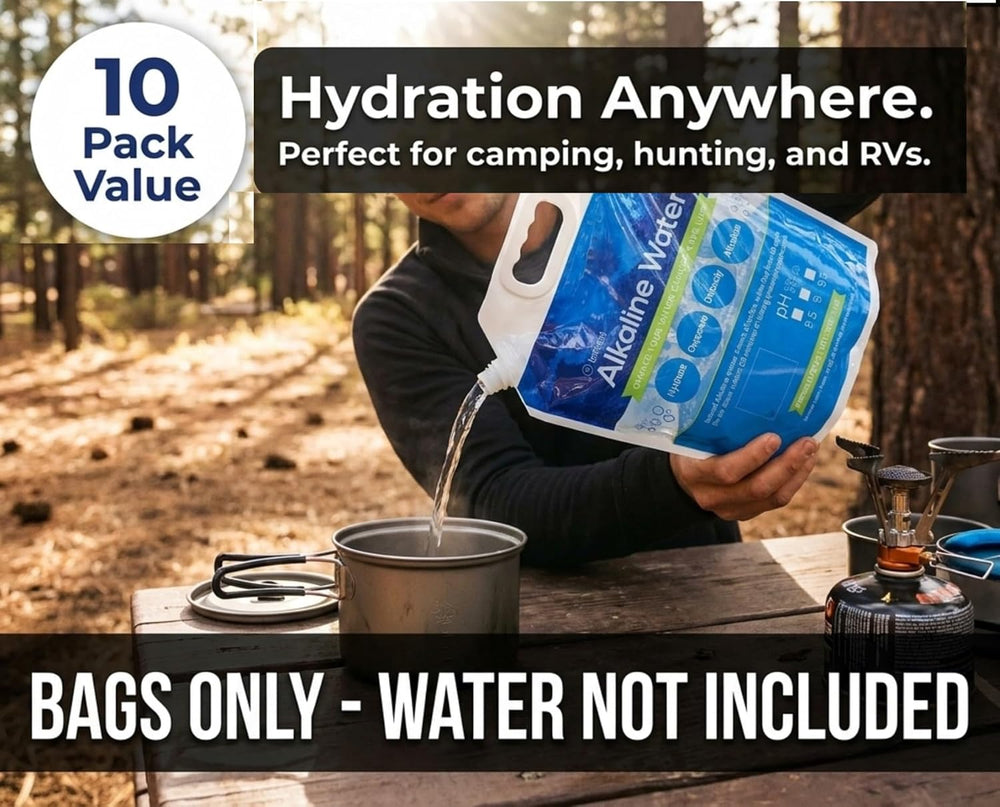 Foldable Alkaline Water Storage Bags, 5L/1.3 Gal, 10-Pack, BPA Free