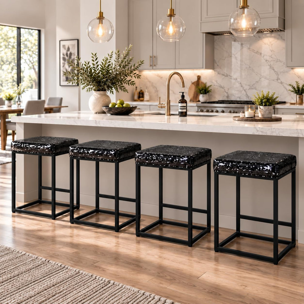 MAISON ARTS 24 Inch Counter Height Bar Stools Set of 4, Sequin