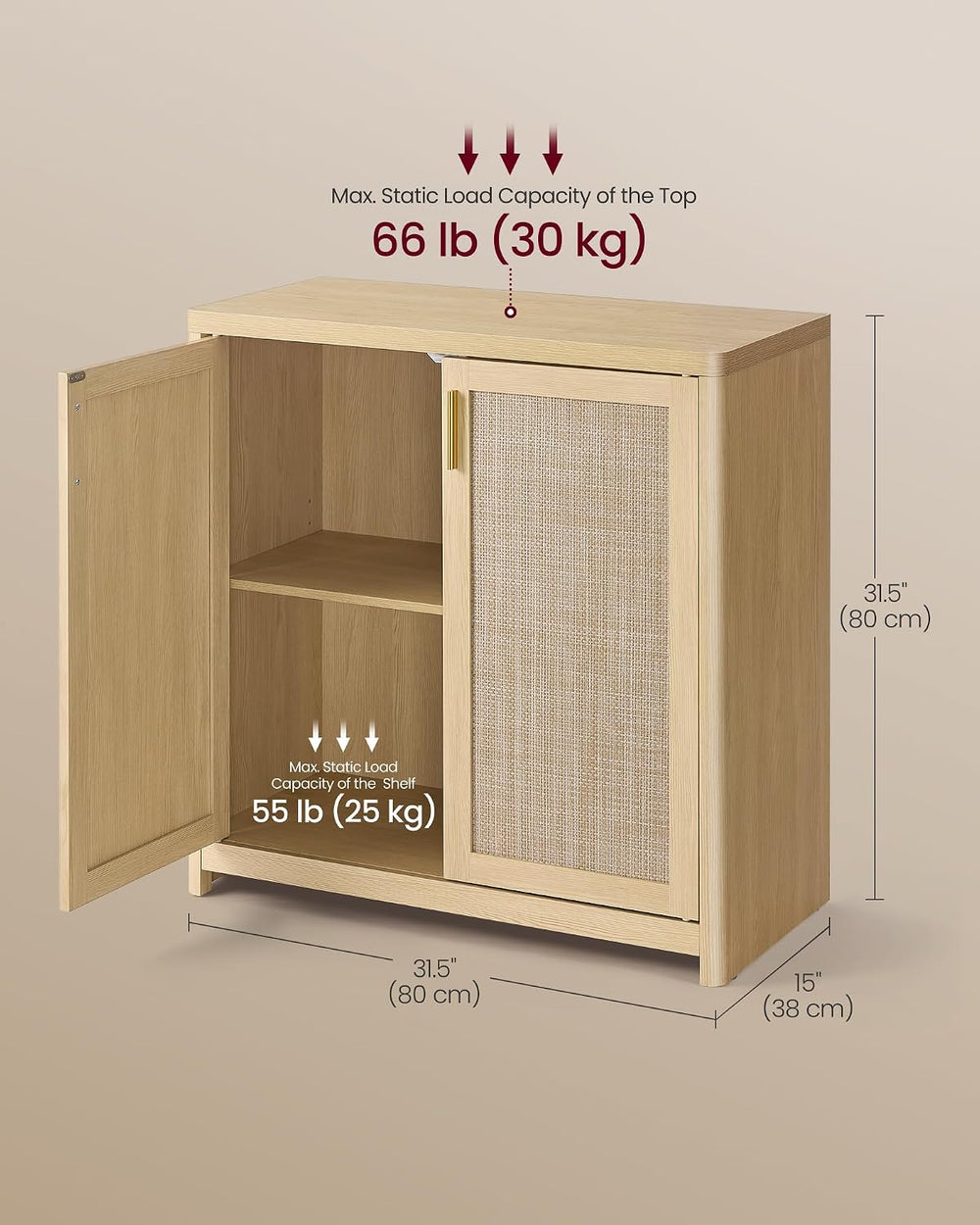 VASAGLE Boho Buffet Cabinets, Set of 2, with Rattan-Look Doors