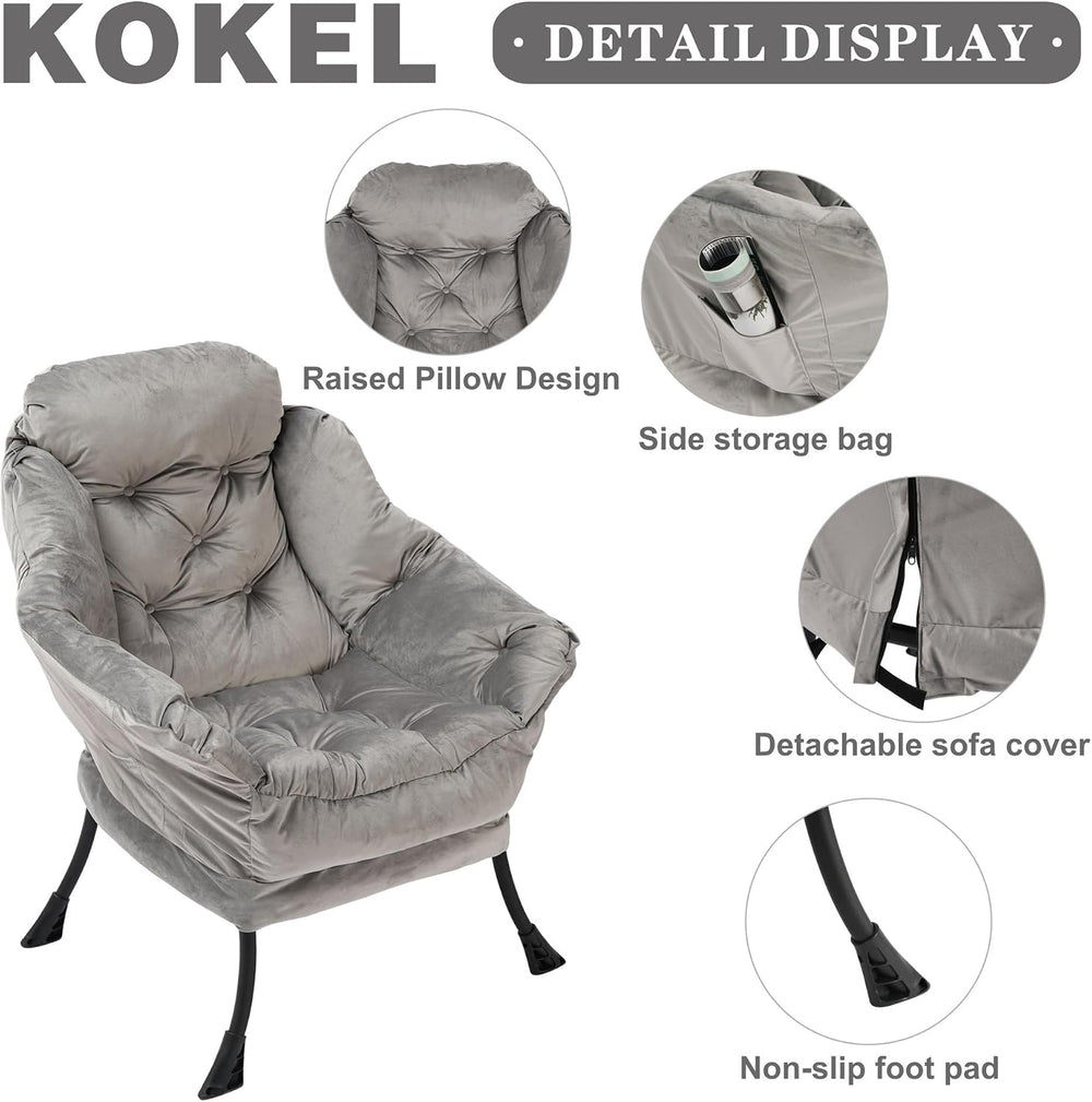 Kokel Lazy Chair with Folding Ottoman,Living Room Chairs, Accent Contemporary...