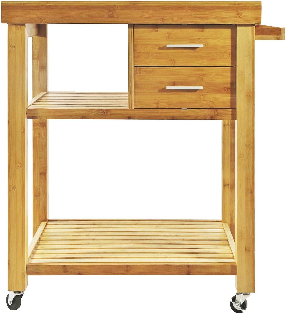 Rolling Kitchen Island Cart with Drawers Shelves, Towel Rack, Locking Casters...