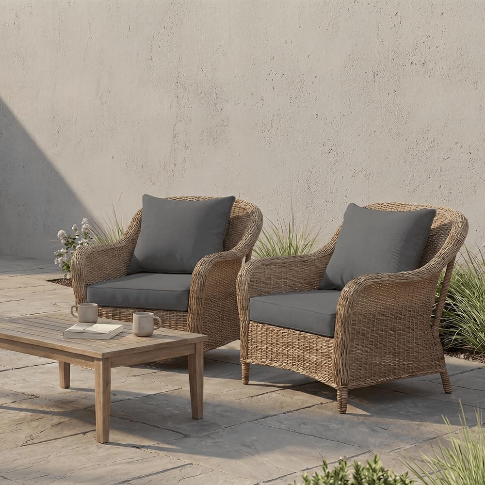 PatioGlow Outdoor Seat Cushion Set, 22" x 22" x 3.5", Set of 2...