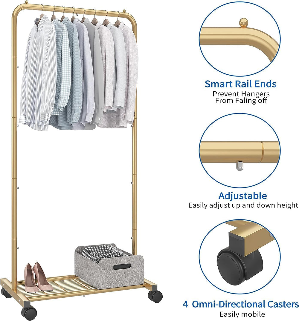 Simple Trending Clothes Garment Rack , Clothing Rack, Golden Yellow
