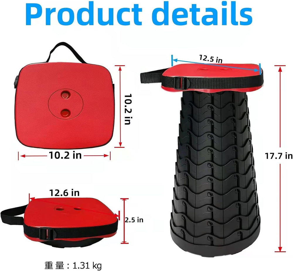 Collapsible Camping Stool with Seat Cushion & Nylon Bag, Square Portable ...