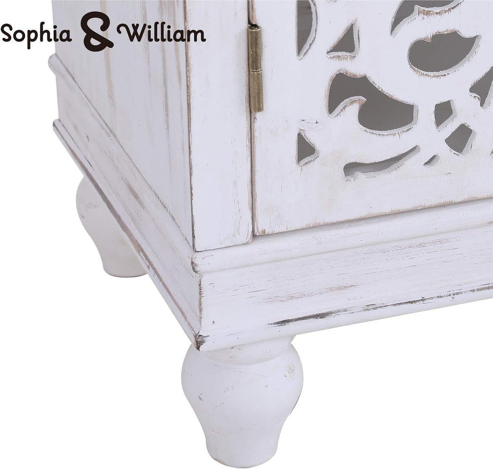 Sophia & William Small Accent Cabinet with Doors, Carved Buffet Cabinet