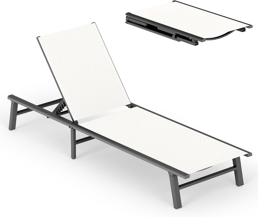Ciokea Foldable Outdoor Lounge Chair, No Assembly Patio Chaise Lounge Outdoor...