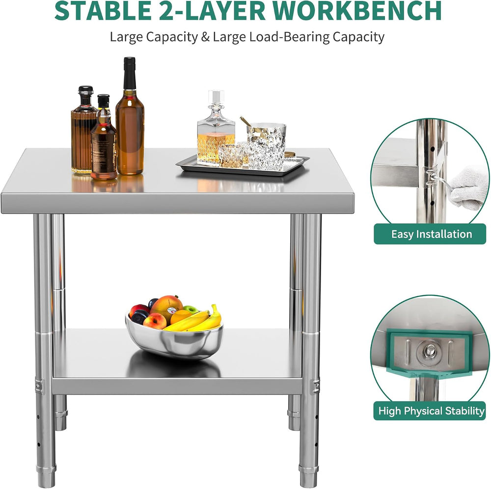 YITAHOME 30" X 24" NSF Stainless Steel Table