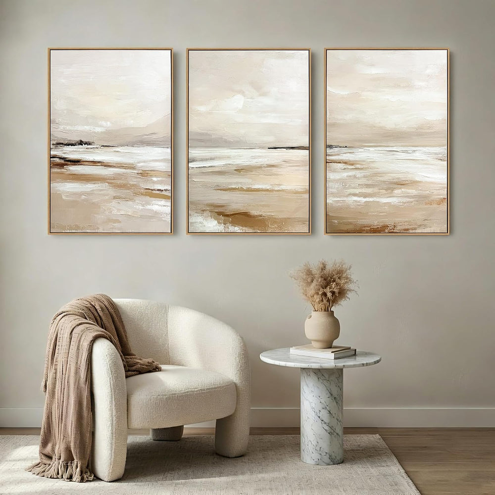 Zessonic Large Neutral Coastal Beach Wall Art Landscape Texture Art,24"x...