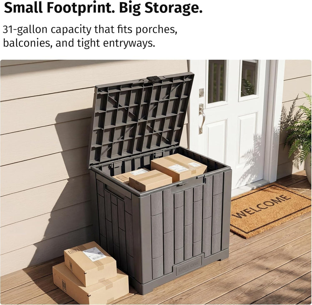 EAST OAK Outdoor Storage Box, 31 Gallon Deck Box for Patio Cushions, Pool Acc...