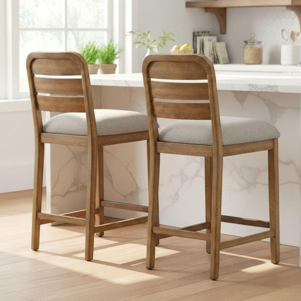 26" Farmhouse Bar Stools Set of 4, Upholstered Wooden Counter Height Bar...