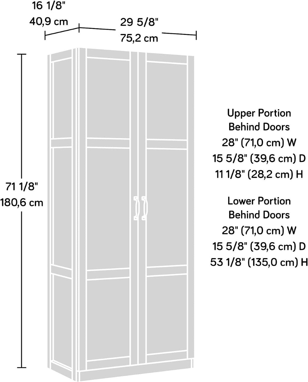 Sauder Select 71" Storage Cabinet, Pantry Cabinet Kitchen Storage with A...