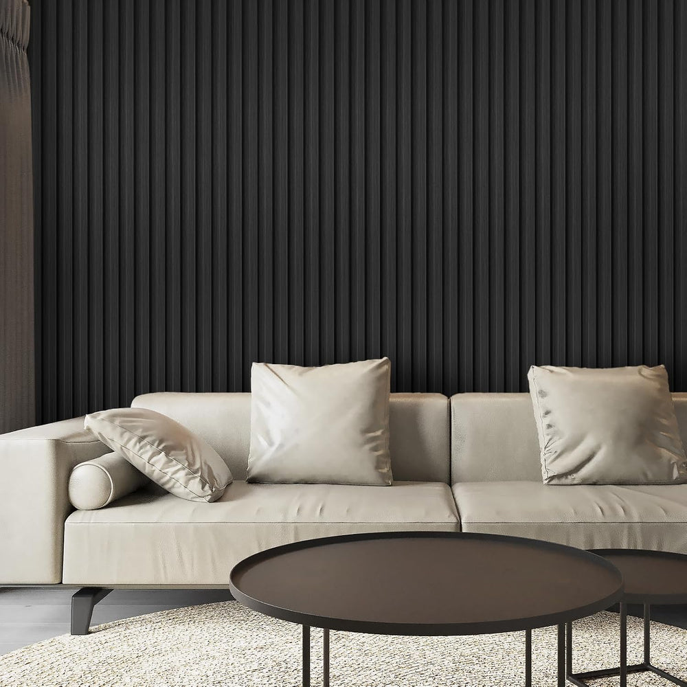 Art3d 96 x 6 Inch WPC Wood Diffuser Slat Wall Panel, 8-Pack, Matte Black