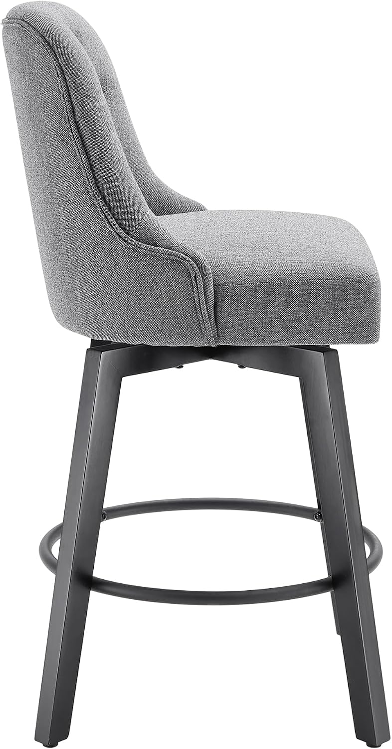 KISLOT Swivel Barstools, 26" Counter Height,2-Pack,Gray