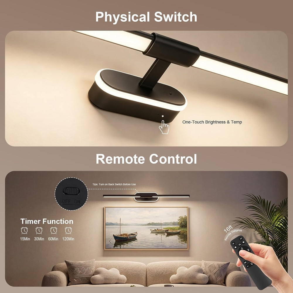 24" Wireless Picture Lights for Wall, Rechargeable Art Light with Timer