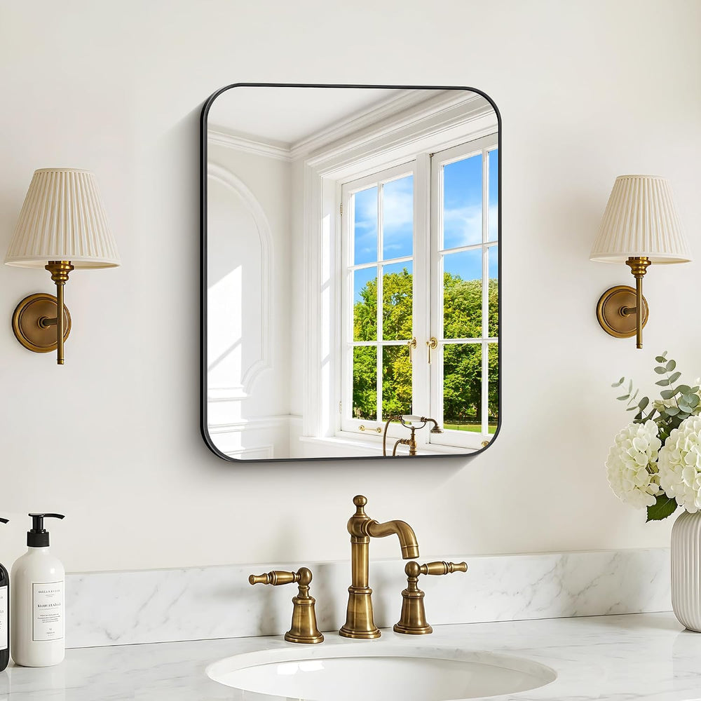 DESBING 16"x20" Bathroom Mirror for Over Sink, Black Framed Wall Mi...