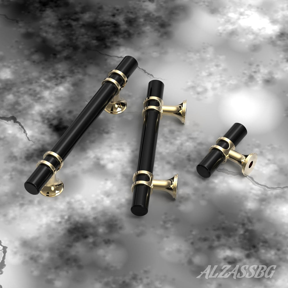 Alzassbg 3-3/4" Black and Gold Cabinet Pulls 10 Pack, AL3097KM
