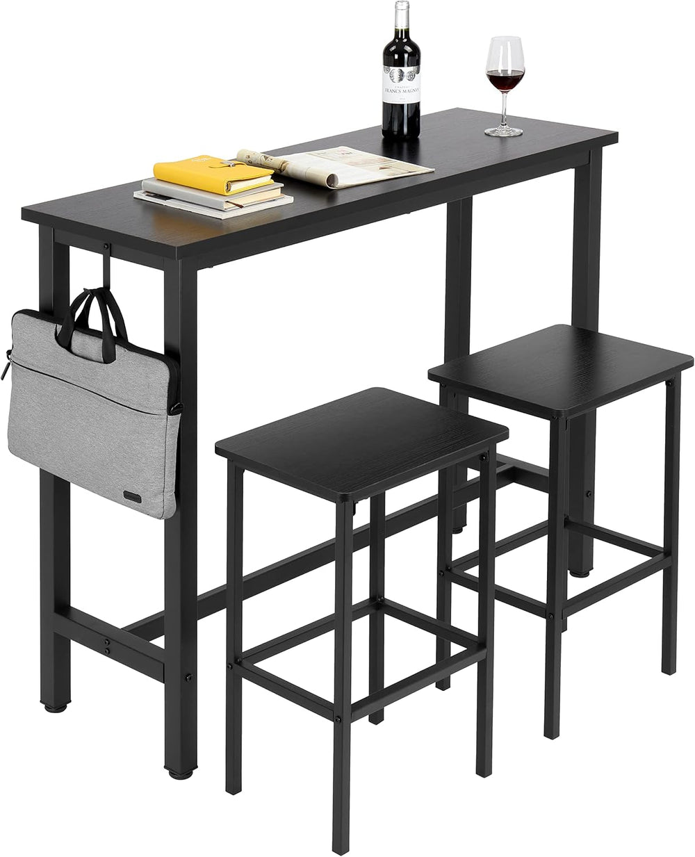 Finnhomy 47" Bar Set - Pub High Top Table With Stools, Rectangular Bar H...