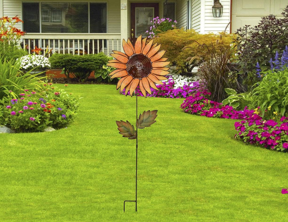 Metal Sunflower Garden Stakes Flower Yard Art Planter Stake Party Lawn Pathwa...