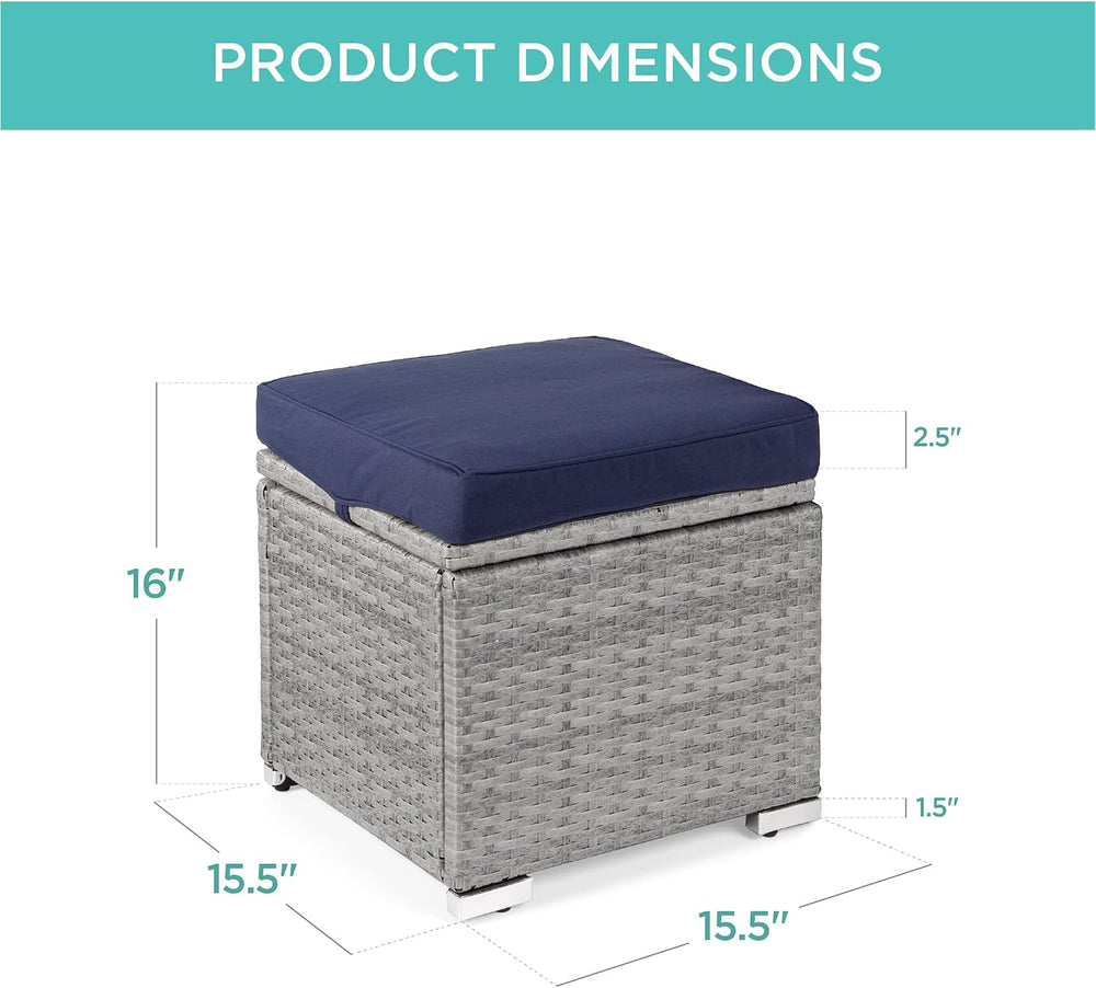 Best Choice Products Set of 2 Wicker Ottomans, Multipurpose Outdoor Furniture...