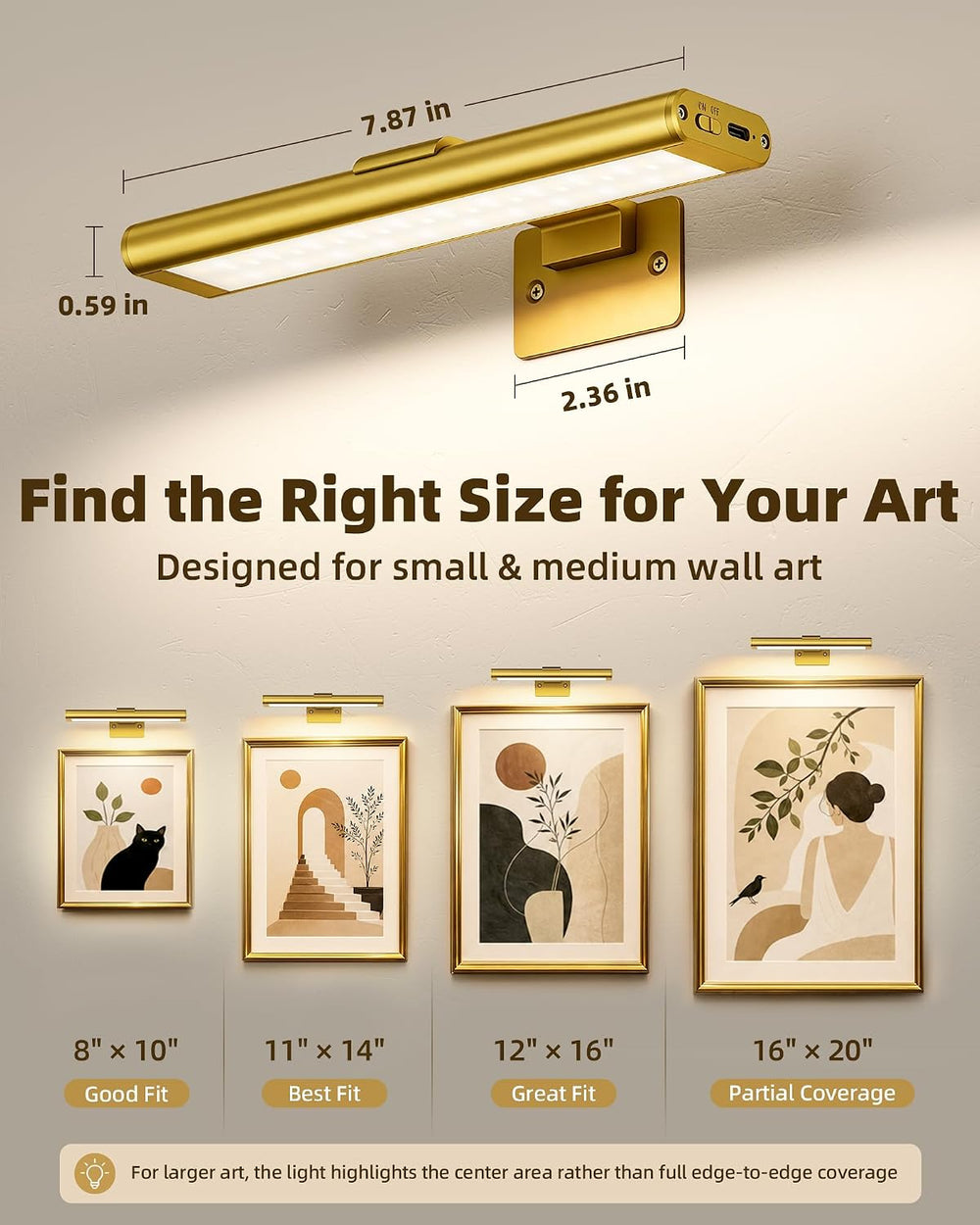 EZVALO Picture Light for Wall, Rechargeable Stick on with Remote(3P)