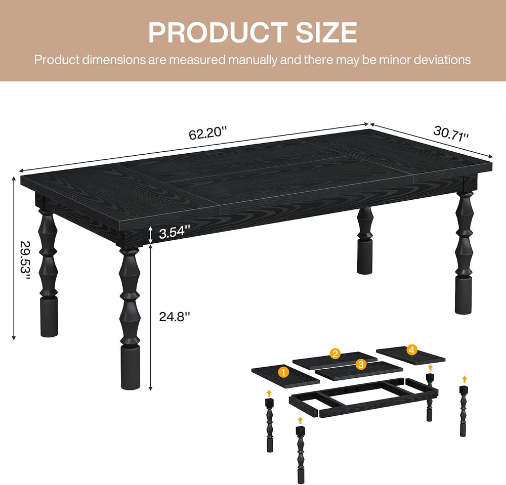 Tribesigns Large Black Executive Office Desk, 62.2" Farmhouse Computer Desk