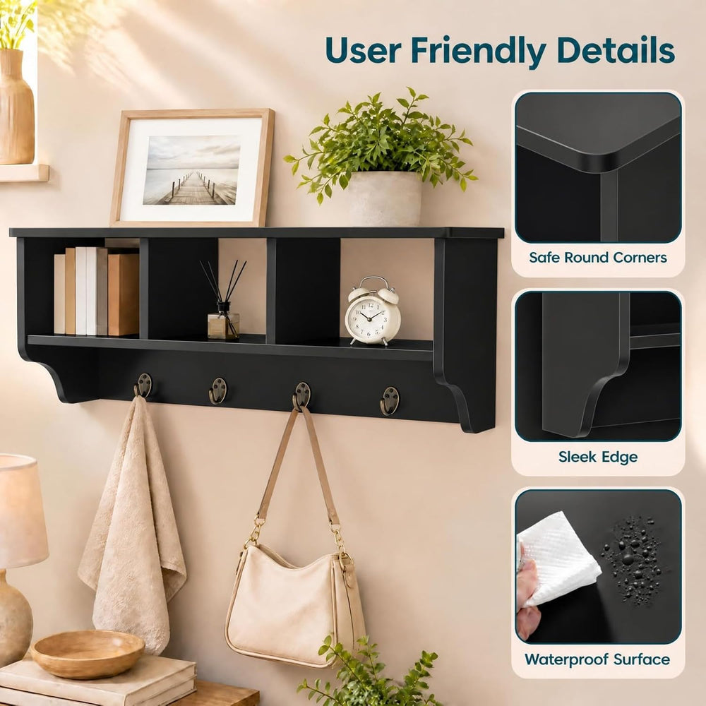 GIANTEX Coat Rack with Hooks Wall Mount, Wall Cubby Organizer with 4 Hooks