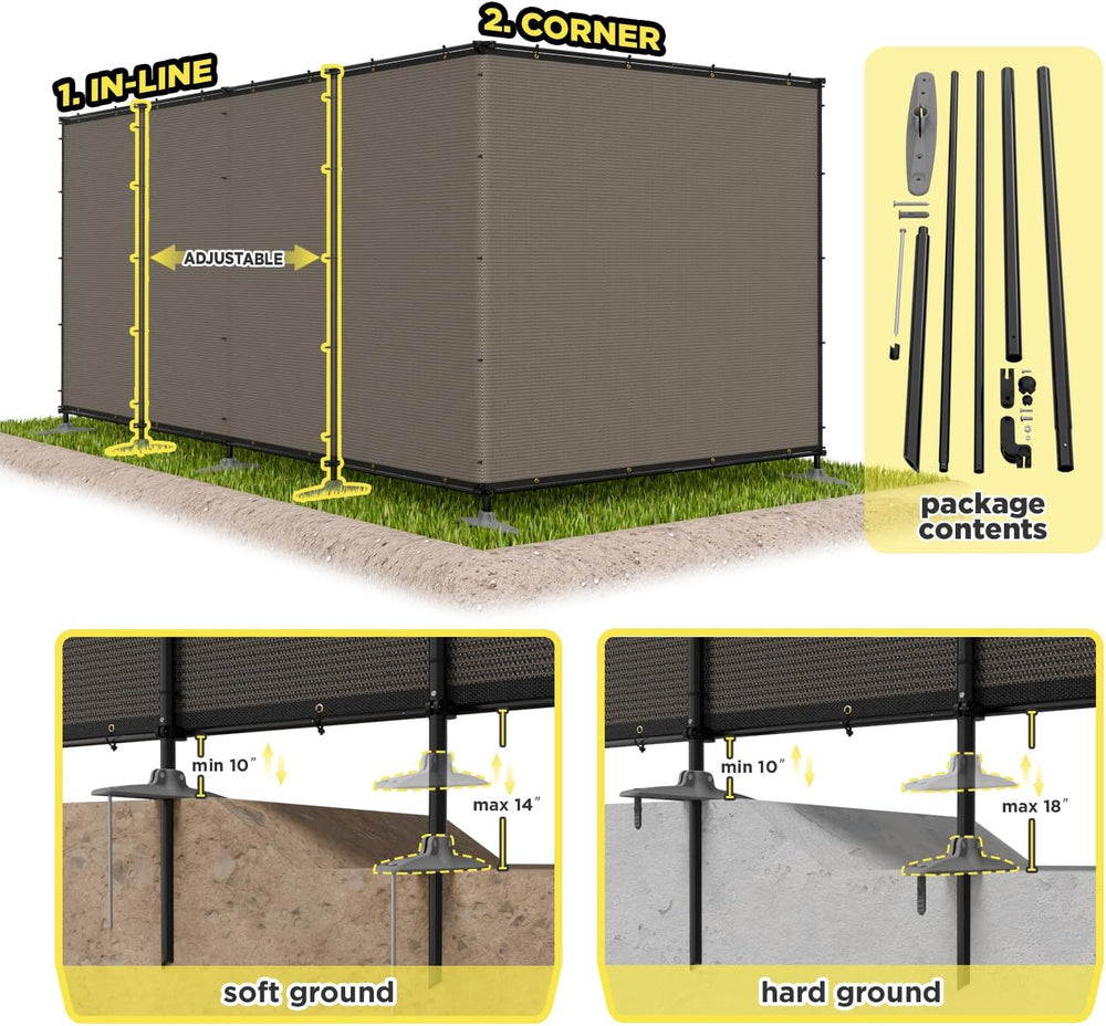 5' x 24' Brown Outdoor Privacy Screen Freestanding 240 GSM Privacy Fe...