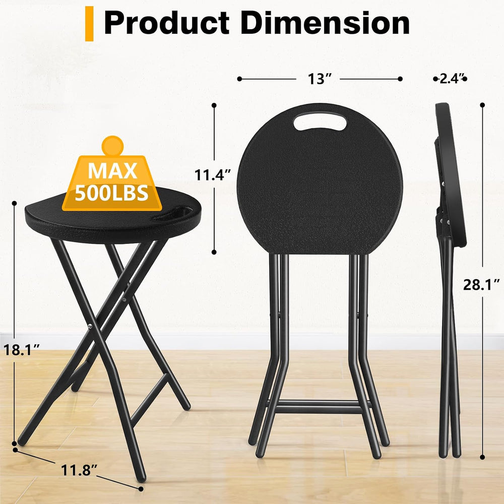 Portable Folding Chair with Handle, Heavy Duty Round Fold Stool Chair