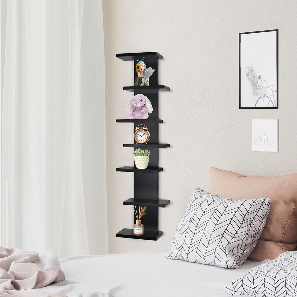 VIWODS 7 Tier Wall Shelf Unit, Black