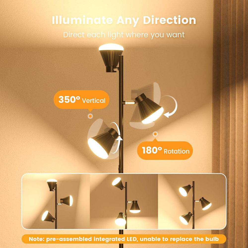 SIBRILLE 36W LED Tree Floor Lamp with Remote for Living Room Bedroom
